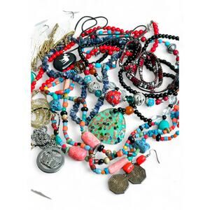 Artsy Semiprecious Gemstones Boho Festival Mixed Jewelry Lot Vintage to Now Mix